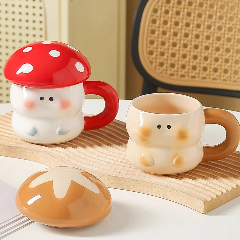 Coffee Tea English - Schattige paddenstoelenmok, prachtige keramische koffiekop met