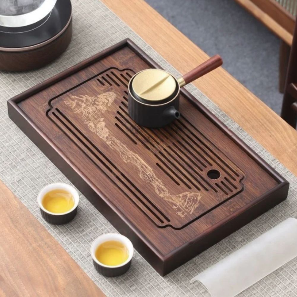 Bamboo Tea Tray - Bamboe Chinese Kungfu Theeblad Afneembaar Vintage