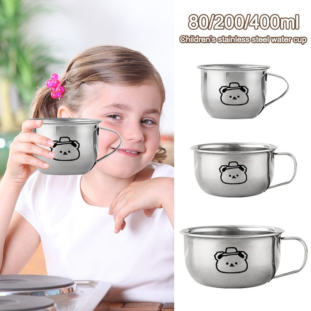 Coffee Tea Cups - 80/200/400ML Kinderwaterbeker met berenontwerp, roestvrijstalen theemelkbeker,