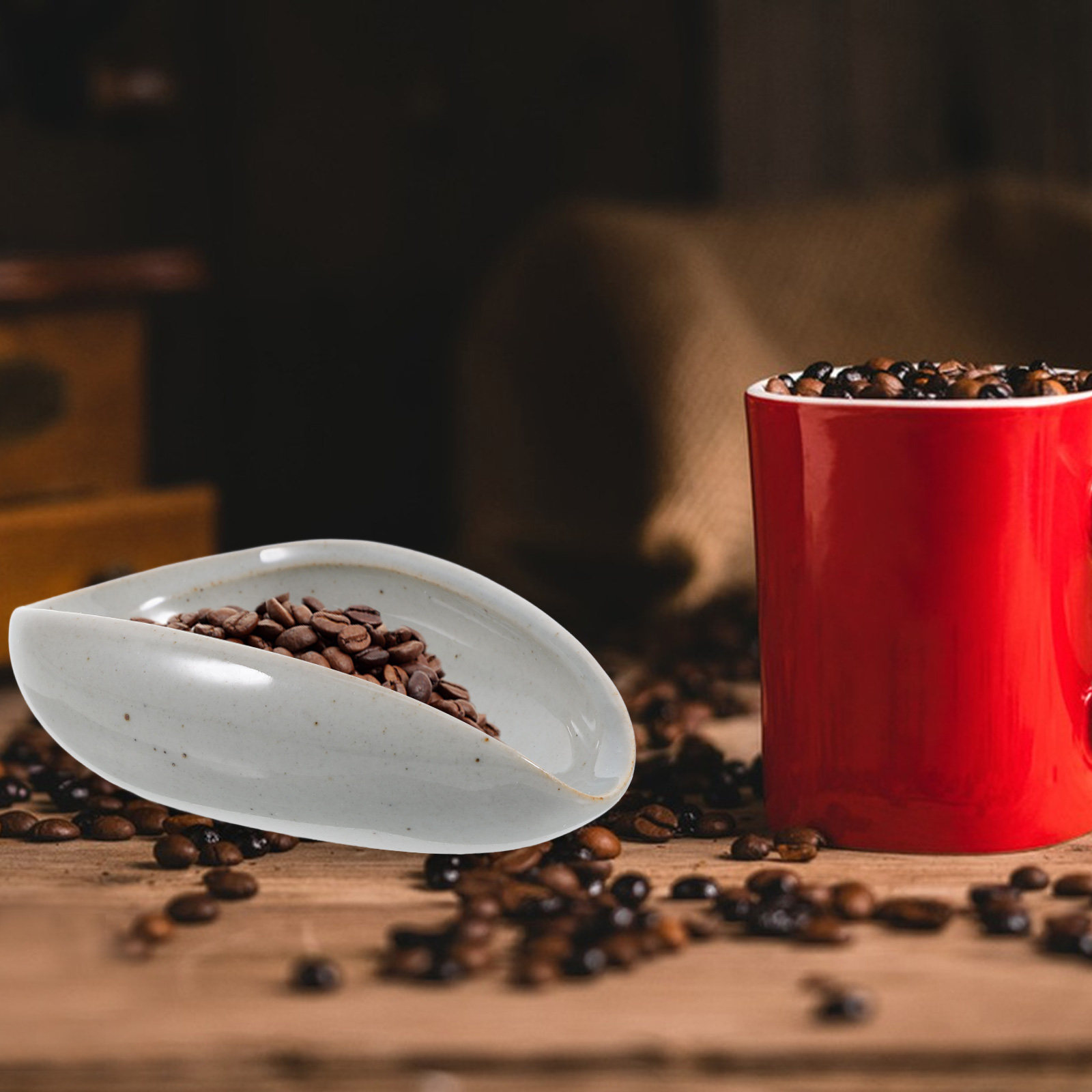 Coffee Tea Bean Leaf - Keramische doseerbak voor koffiebonen, espresso-weegbeker voor