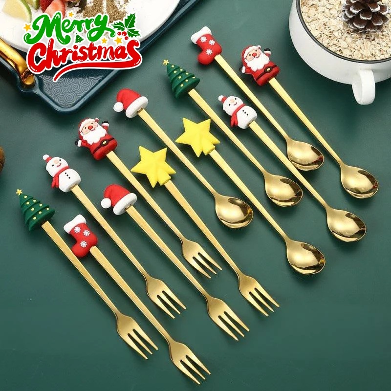 Tea Coffee Utensils - Roestvrijstalen Kerstbestekset voor koffie, thee, soep,