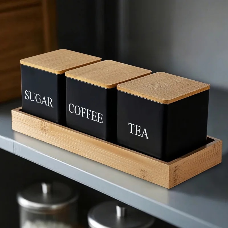 Coffee Tea Sugar Container Set - 3 stuks per set, 500 ml,
