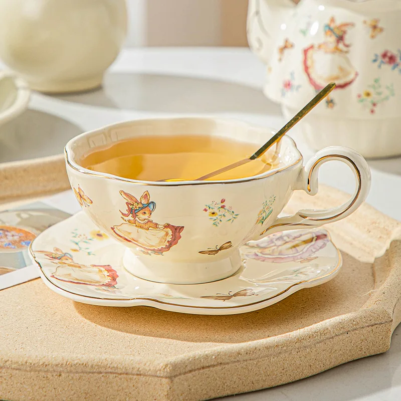 Coffee Tea English - Engelse retro koffiekop en schotel, keramische