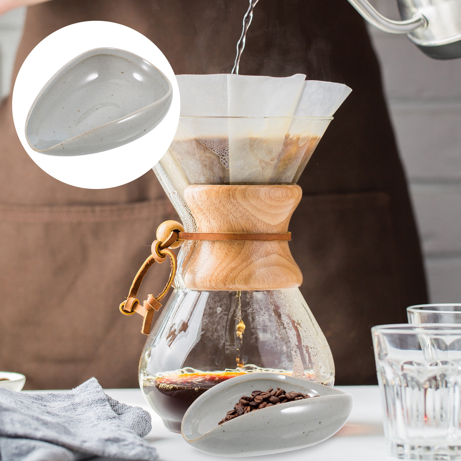 Coffee Tea Bean Leaf - Keramische doseerbak voor koffiebonen, weegschotel voor