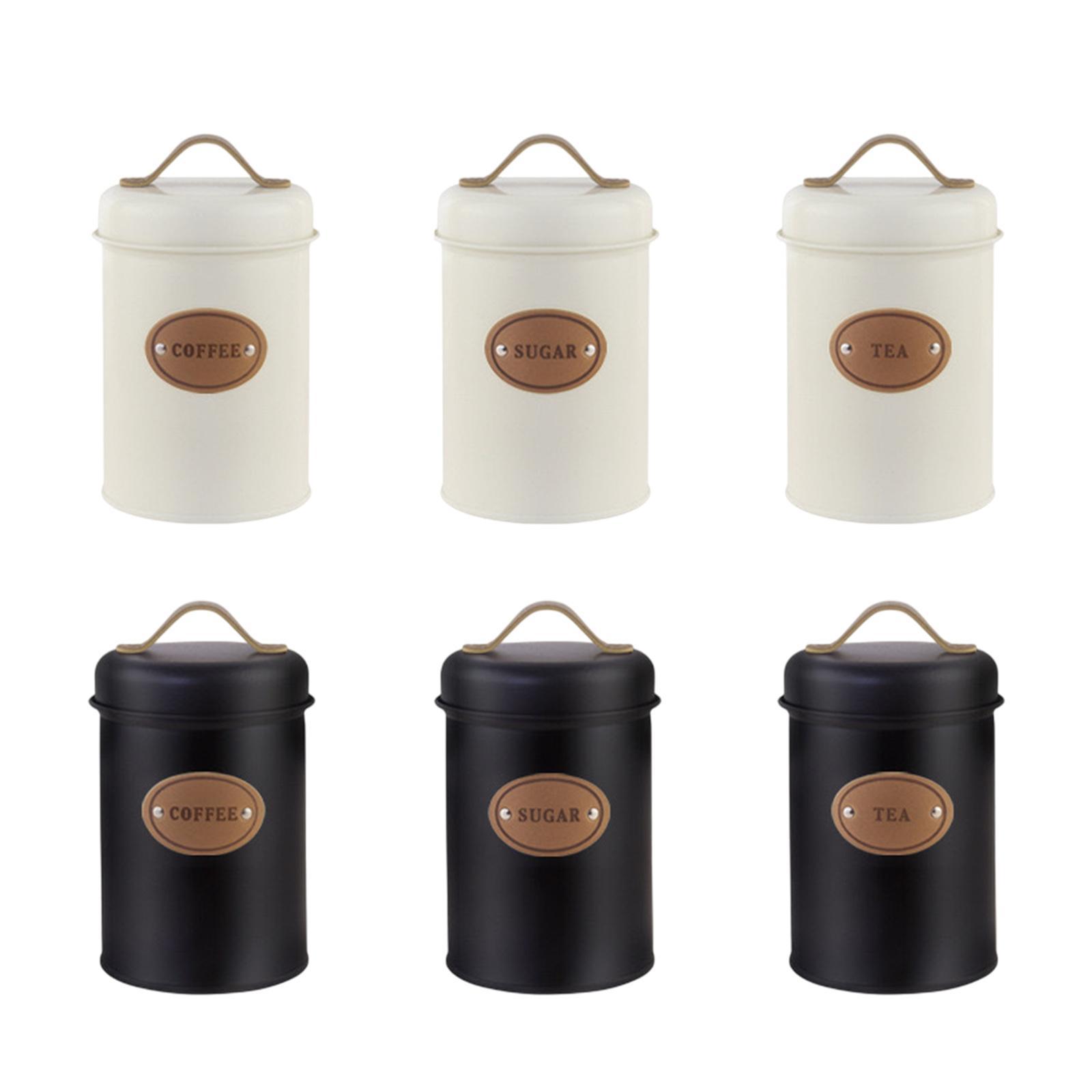 Coffee Tea Sugar Container Set - Metalen keukenblikjesset met luchtdichte deksels voor