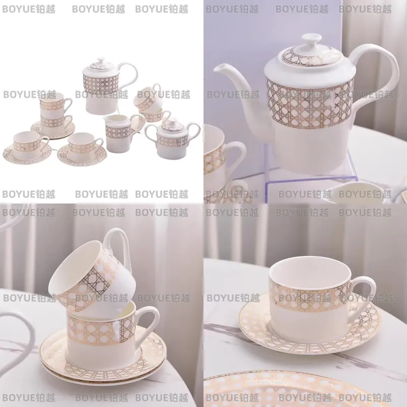 Coffee Tea Gift - Luxe porseleinen koffiekopjesset, eenvoudige Europese stijl,
