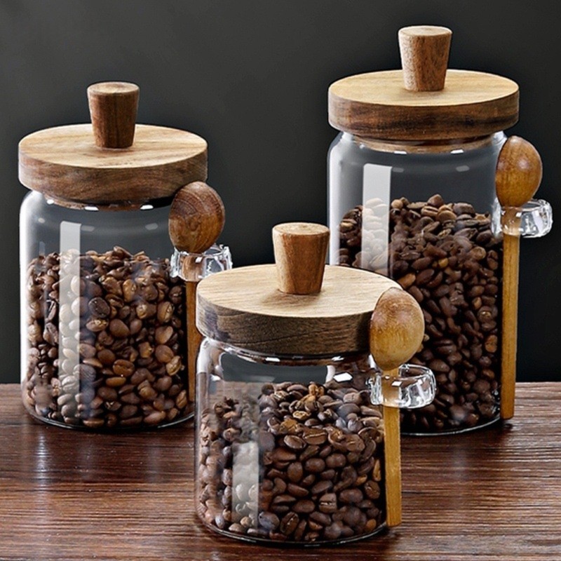 ABJI-Glazen potten met houten  - Coffee Tea Sugar Container Set recensie en prijs