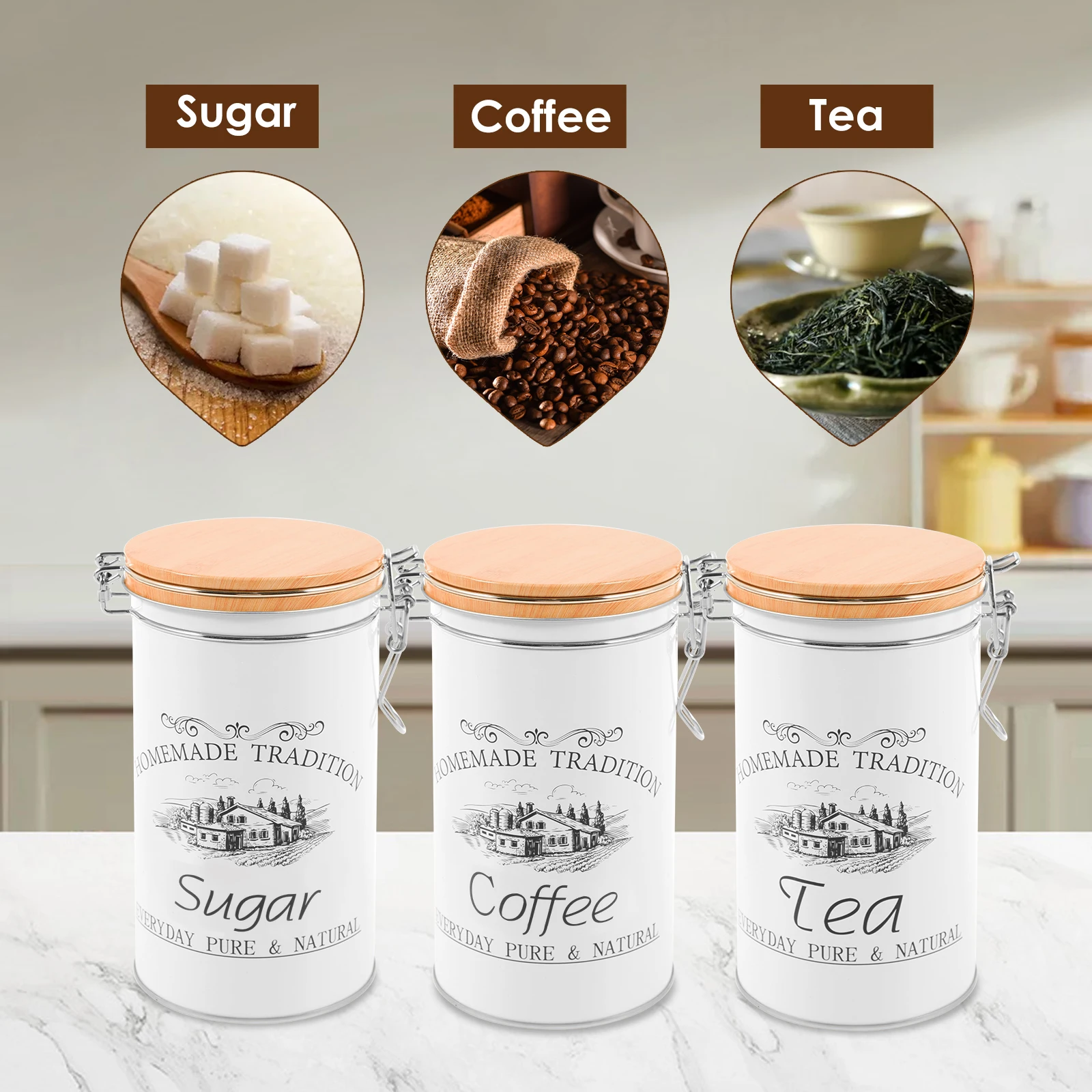3 stks/set Thee Koffie Suikerb - Coffee Tea Sugar Container Set recensie en prijs