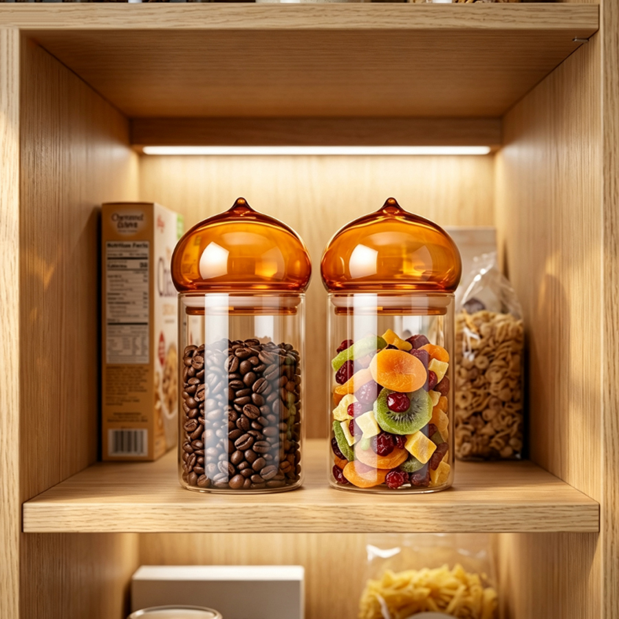 Glazen voorraadpot met amberkl - Coffee Tea Bean Leaf recensie en prijs