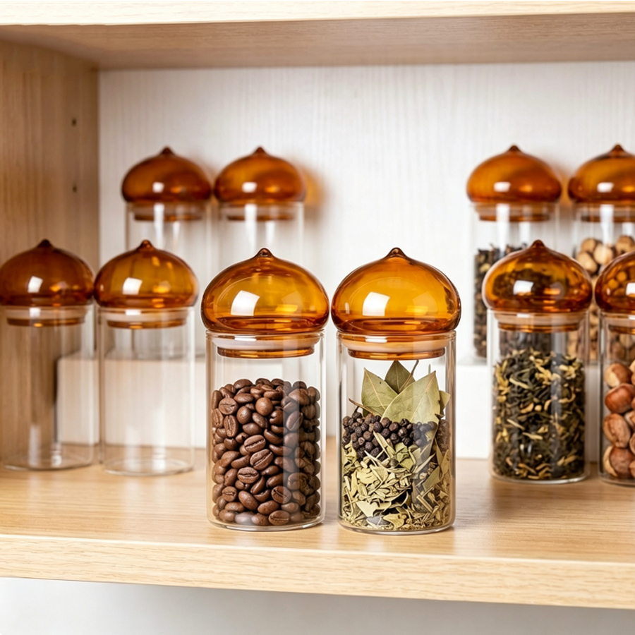 Glazen voorraadpot met amberkl - Coffee Tea Bean Leaf recensie en prijs